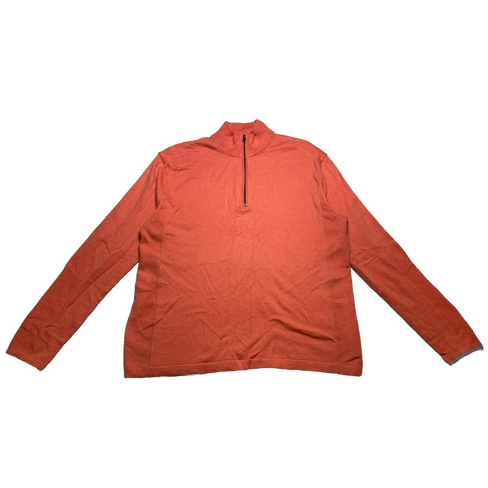 Greyson Men's Large 1/4 Zip Sweater Merino Wool Blend Salmon Pink
